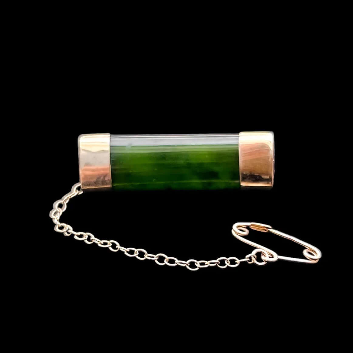 9ct Gold Pounamu Bar Brooch - Sands Carving Studio