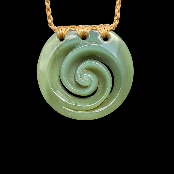 Koru Inanga- Greenstone Spiral Pendant