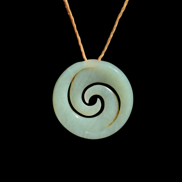 Koru Siberian White Jade- Greenstone Spiral Pendant