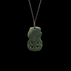 Hei Tiki Kawakawa - Greenstone Tiki Pendant