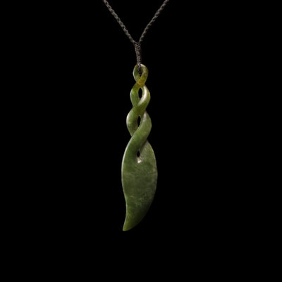 Pikorua Inanga - Greenstone Twist Pendant - Sands Carving Studio