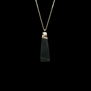 Hei Toki Koura Tangiwai - Gold-capped Greenstone Toki Pendant