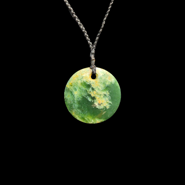 Porohita Raukaraka - Greenstone Disc Pendant