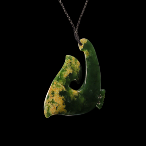Hei Matau Raukaraka - Greenstone Fishhook Pendant