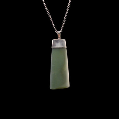 Toki Kawata Inanga - Silver Greenstone Toki Pendant - Sands Carving Studio