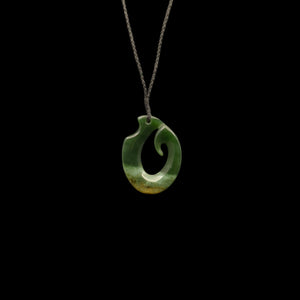 Hei Matau Raukaraka - Greenstone Fishhook Pendant