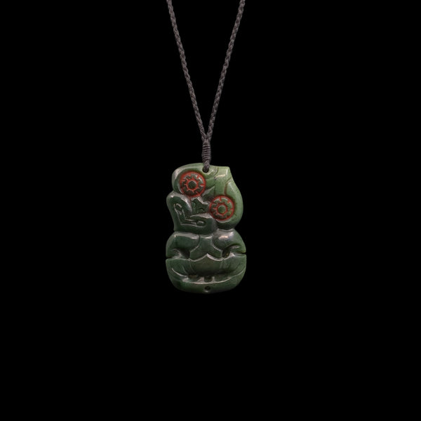 Hei Tiki Kawakawa - Greenstone Tiki Pendant