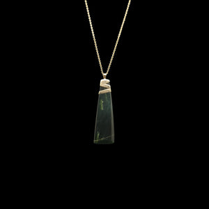 Hei Toki Koura Tangiwai - Gold-capped Greenstone Toki Pendant