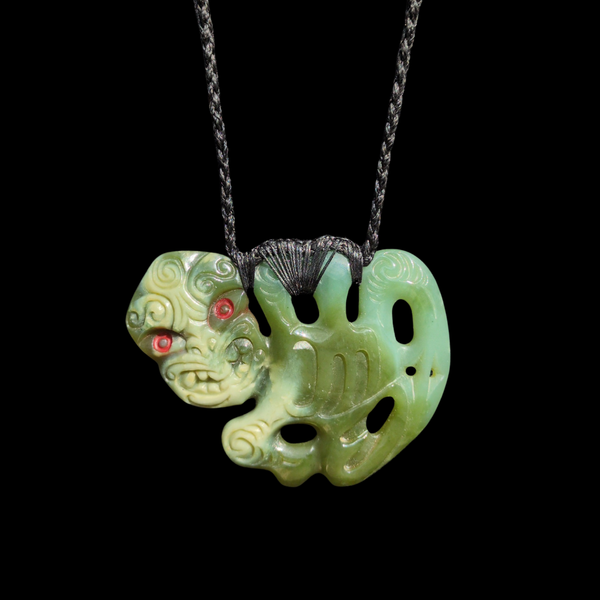 Hei Tiki Inanga - Greenstone Tiki Pendant