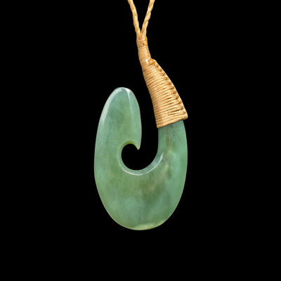 Hei Matau Inanga- Greenstone Fishhook Pendant