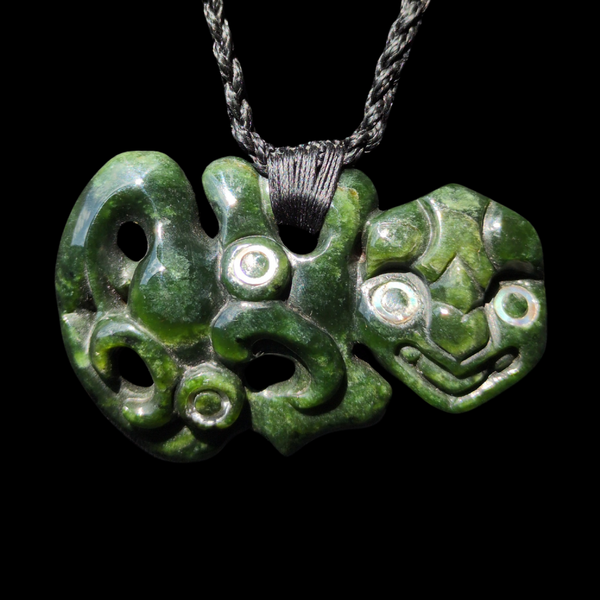Hei Tiki Kawakawa - Greenstone Tiki Pendant