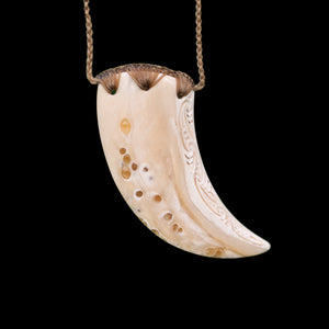 Kowhaiwhai Rei Niho - Carved  Whale Tooth Pendant