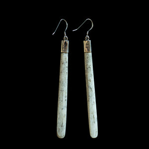 Silver Capped Whale Bone Mau Taringa - Drop Earrings