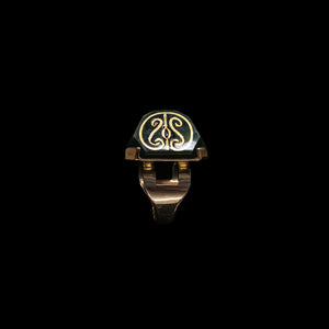 Kawakawa and Sterling Silver Ring with Gold Designs