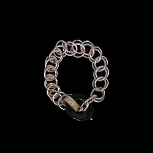 Sterling Silver Chain Link and Pounamu Ring  Bracelet