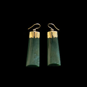 Gold Chatoyant Inanga Mau Taringa - Pounamu Earrings