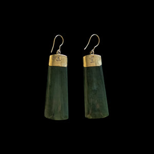 Gold Chatoyant Inanga Mau Taringa - Pounamu Earrings