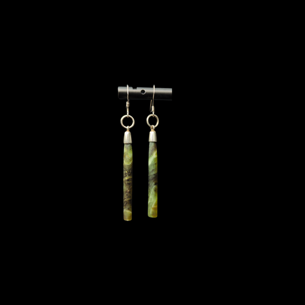 Mau Taringa Sterling Silver and Totoweka - Pounamu Earrings