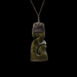 Hei Toki Pikorua Matau Inanga - Greenstone Twist Fishhook Adze Pendant