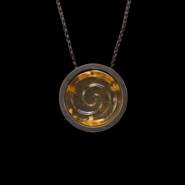 Koru Kāpia - Kauri Gum Spiral Pendant
