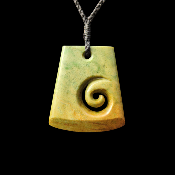 hei toki koru raukaraka greenstone adze spiral pendant by sands