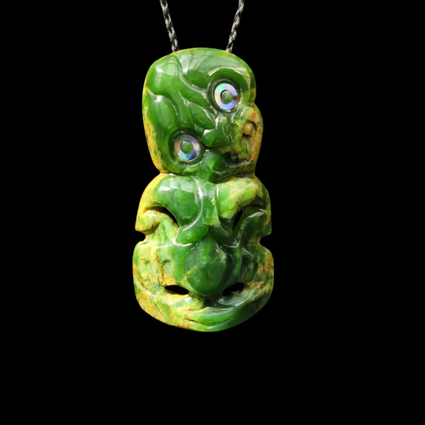 Hei Tiki Raukaraka- Greenstone Tiki Pendant - Sands Carving Studio