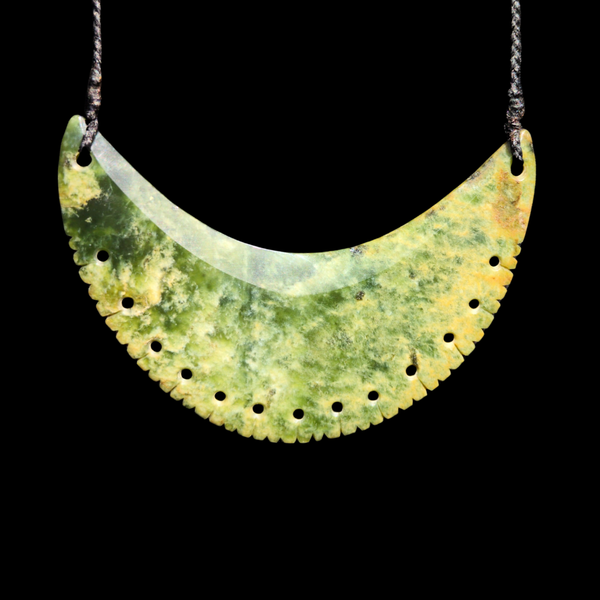 Kōuma Flower Jade Raukaraka - Greenstone Breastplate Pendant