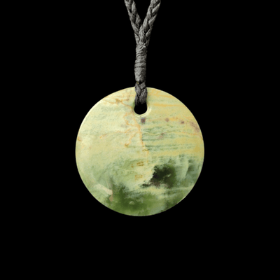 porohita raukaraka greenstone disc pendant by sands carving studio