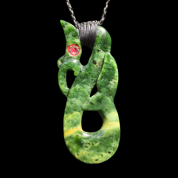Matau-Manaia Raukaraka- Pounamu Hook Guardian Pendant