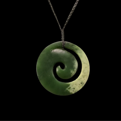Koru Kahurangi - Greenstone Spiral Pendant - Sands Carving Studio