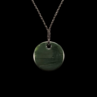 Porohita Inanga - Greenstone Disc Pendant - Sands Carving Studio