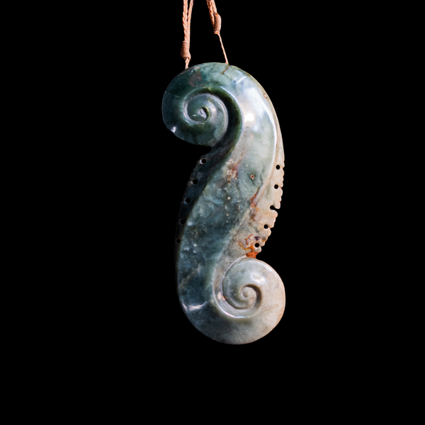 Double Koru with Whakapapa Notches - Sands Carving Studio