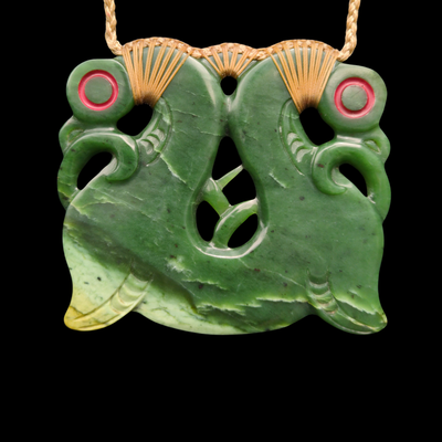 sculptural pekapeka kahurangi greenstone bat pendant by sands