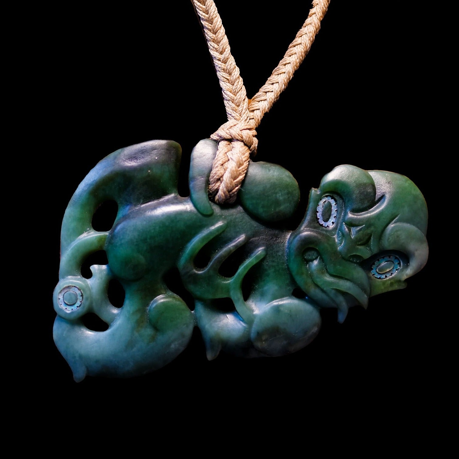Inanga Pounamu Hei Tiki by Whare Bidois - Sands Carving Studio