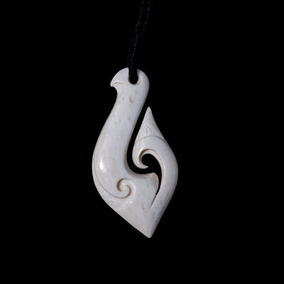 Hei Matau - Contemporary Bone Fishhook Pendant - Sands Carving Studio