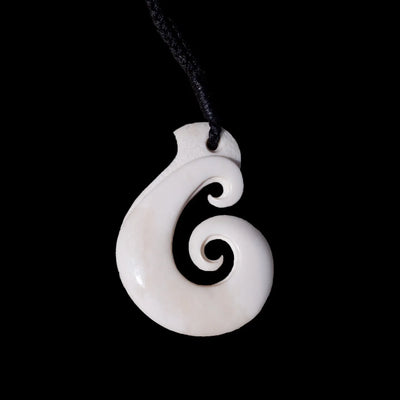 Hei Matau - Contemporary Bone Fishhook Pendant - Sands Carving Studio