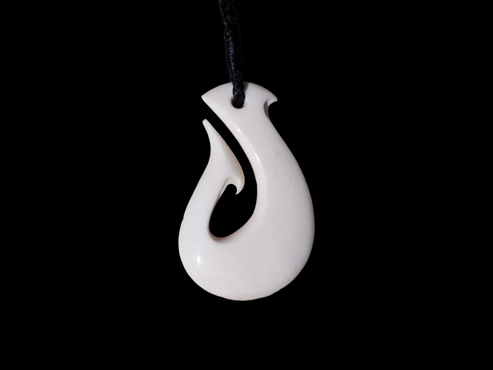 Koru Bone Hei Matau - Contemporary Bone Fish Hook Pendant - Sands ...