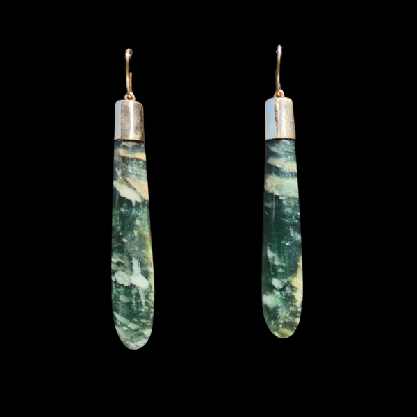 Gold Spotted Tangiwai Mau Taringa - Pounamu Earrings