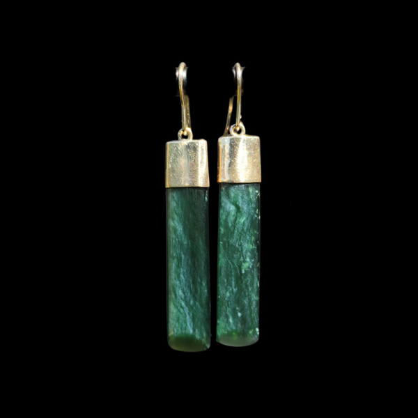 Gold Tangiwai Mau Taringa - Pounamu Earrings