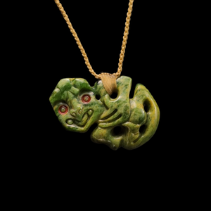 Hei Tiki Raukaraka - Greenstone Tiki Pendant