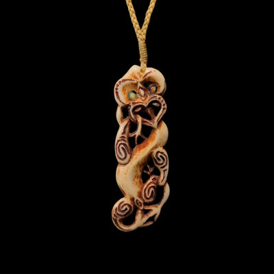 Manaia Wheua - Antiqued Bone Pendant - Sands Carving Studio