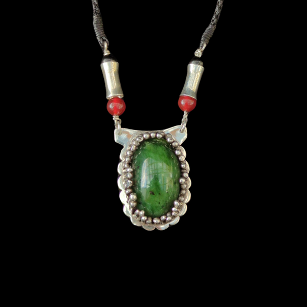 Black and red glass bead necklace-Sterling silver & Marsden Kahurangi