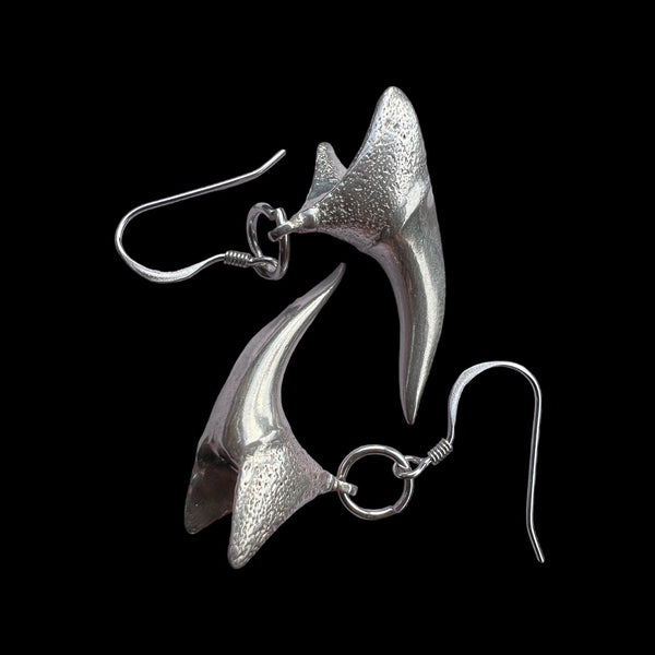 Sterling Silver Cast Mako Teeth Earrings