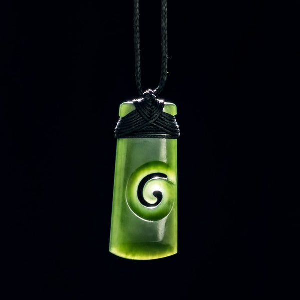 Kawakawa Hei Toki with Koru - Jade Adze Pendant