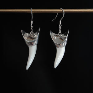 Sterling Silver Capped Mako Teeth Earrings - Mau Taringa