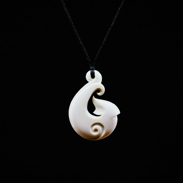 Bone Koru Hei Matau - Contemporary Bone Fish Hook Pendant - Sands ...