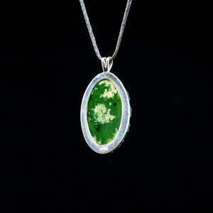 Oval Greenstone Silver Necklace