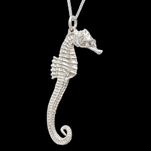 Sterling Silver Sea Horse Pendant Necklace