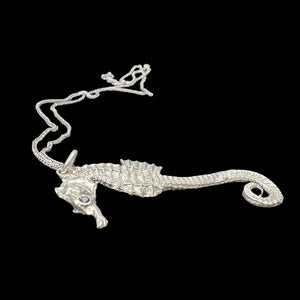 Sterling Silver Sea Horse Pendant Necklace