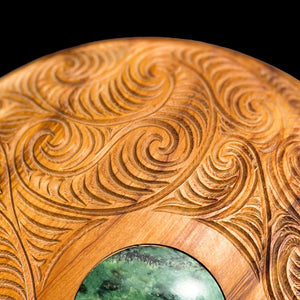 Rimu Pounamu Kumete - Carved Native Timber and Greenstone Bowl